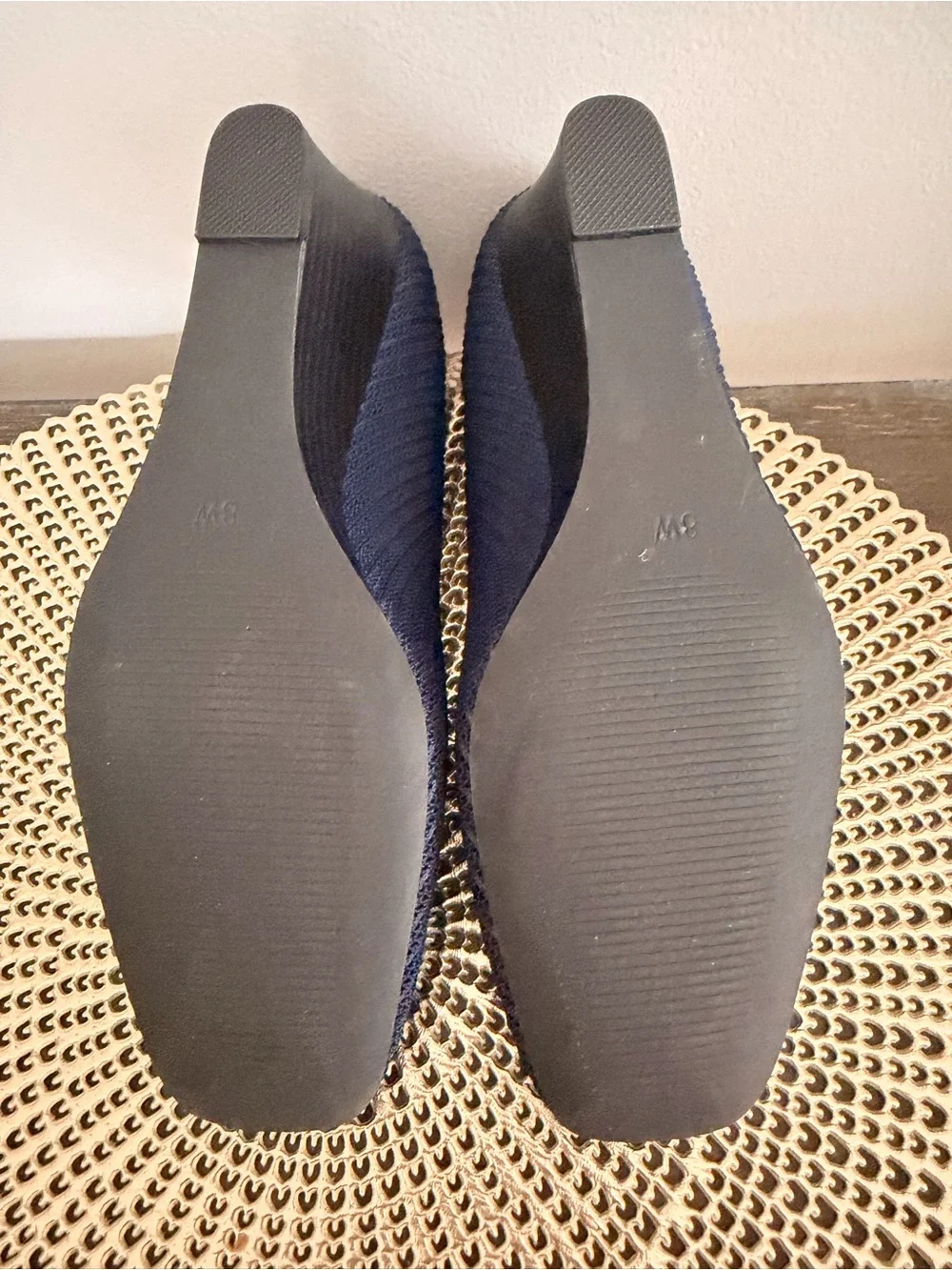 Arromic Knit Wedge Pump in Navy - Women's Comfortable Dress Wedge Size 8W